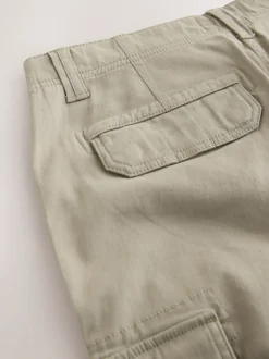 Pastelgeel - Slim Fit - Katoenen cargostretchbroek