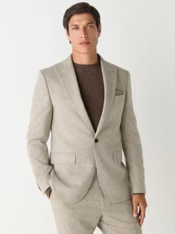 Pastelgeel - Slim Fit Wool Blend Donegal Suit Jacket