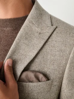 Pastelgeel - Slim Fit Wool Blend Donegal Suit Jacket