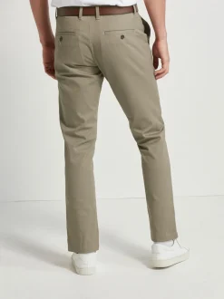 Pastelgeel - Straight fit - Zachte chino met print en riem