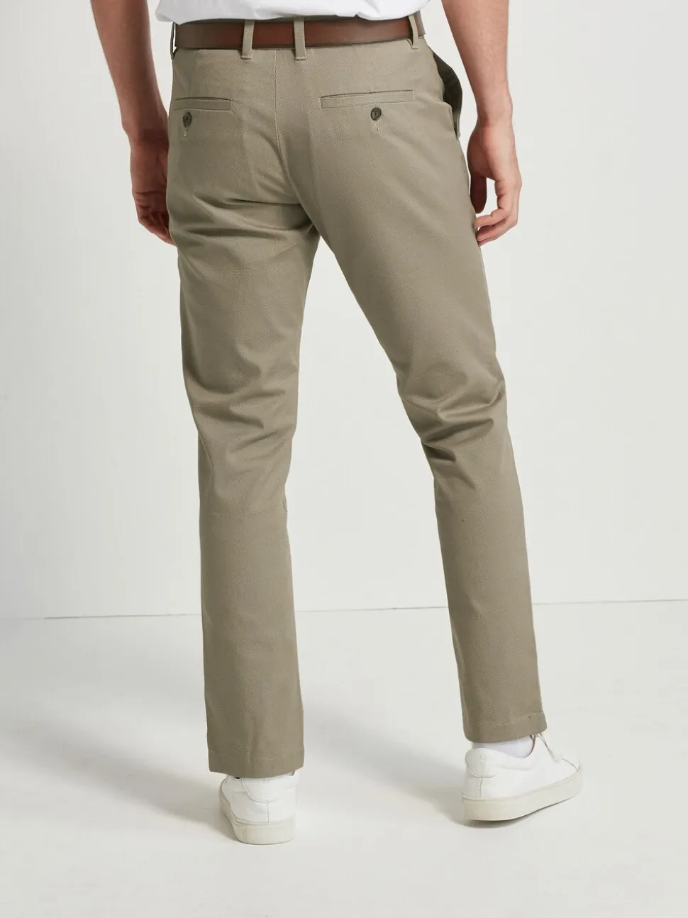 Pastelgeel - Straight fit - Zachte chino met print en riem