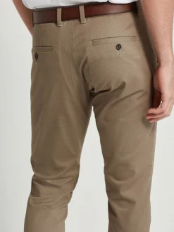 Pastelgeel - Straight fit - Zachte chino met print en riem