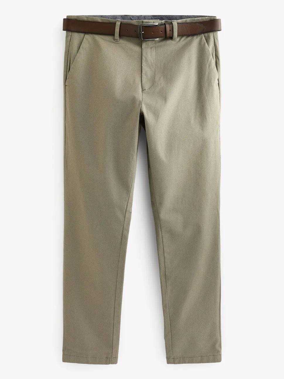 Pastelgeel - Straight fit - Zachte chino met print en riem