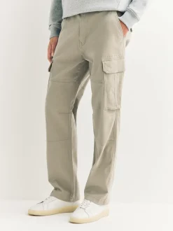 Pastelgeel - Straight fit - Katoenen cargostretchbroek