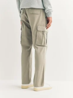 Pastelgeel - Straight fit - Katoenen cargostretchbroek
