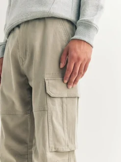 Pastelgeel - Straight fit - Katoenen cargostretchbroek