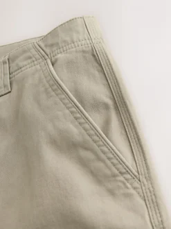 Pastelgeel - Straight fit - Katoenen cargostretchbroek