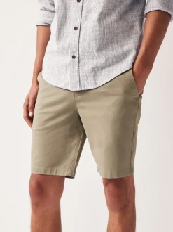 Pastelgeel - Strakke Pasvorm - Chinoshort met stretch