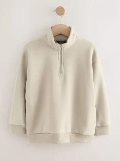Pastelgeel - Sweatshirt met rits bij de hals (3-16jr)
