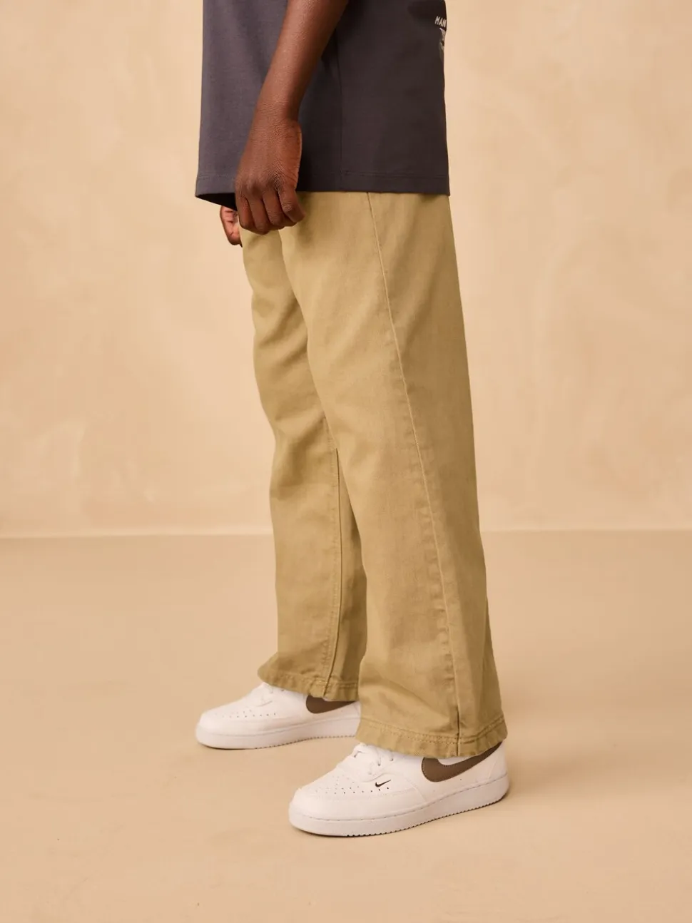 Pastelgeel - Twill jeans met aantrekkoord (3-16jr)
