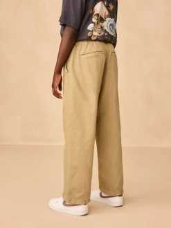 Pastelgeel - Twill jeans met aantrekkoord (3-16jr)