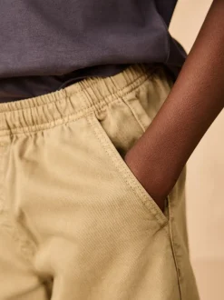 Pastelgeel - Twill jeans met aantrekkoord (3-16jr)