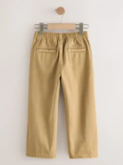 Pastelgeel - Twill jeans met aantrekkoord (3-16jr)