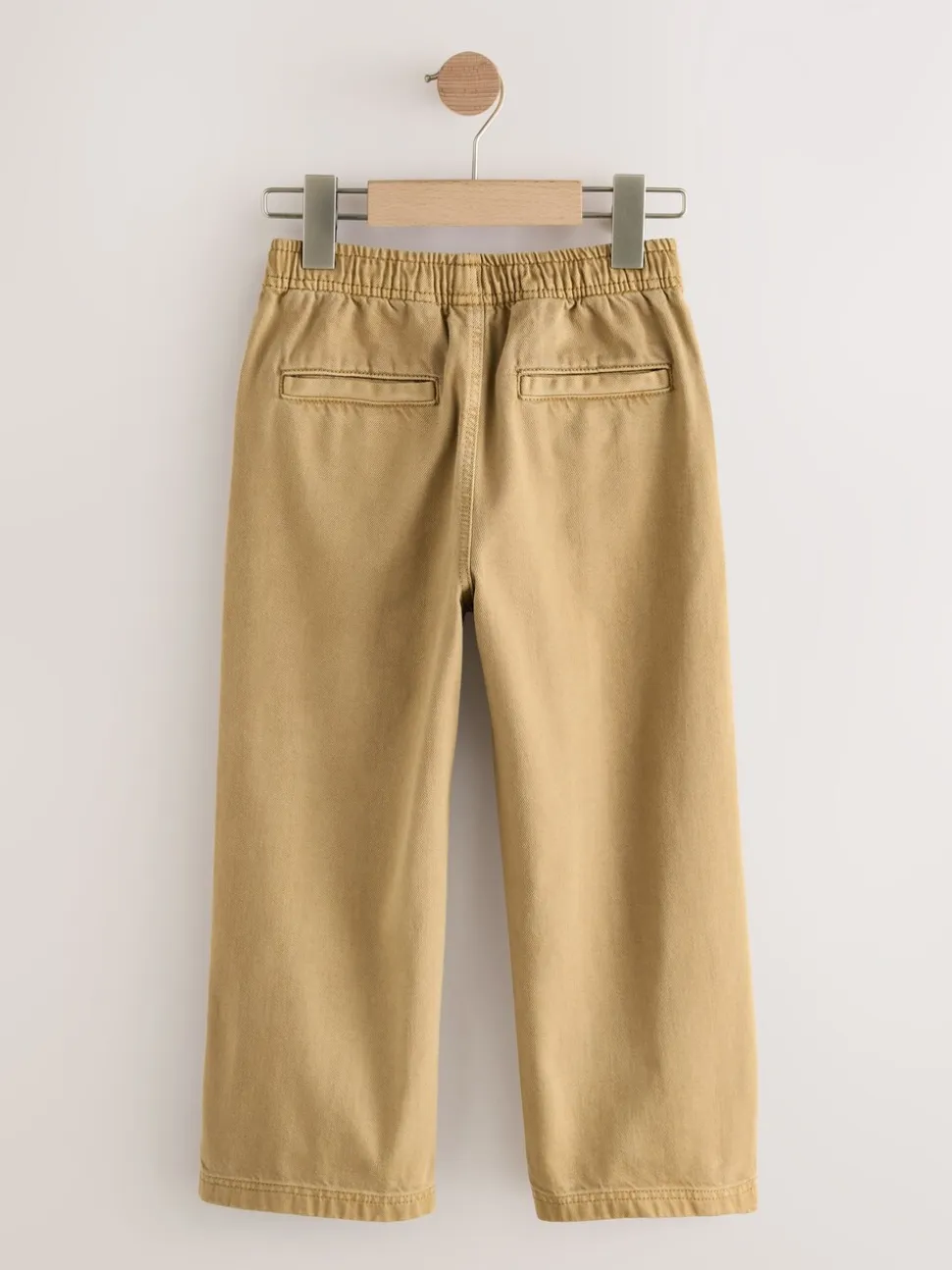 Pastelgeel - Twill jeans met aantrekkoord (3-16jr)