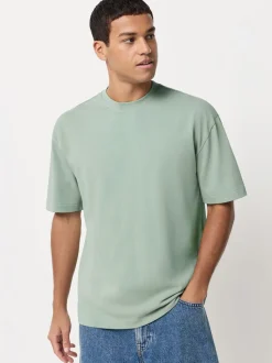 PastelGroen/Blauw/Ecru/leigrijs/Roze - Set van 5 ruimvallende dikke T-shirts