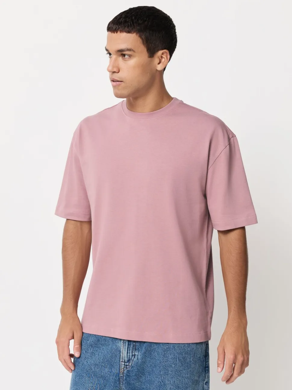 PastelGroen/Blauw/Ecru/leigrijs/Roze - Set van 5 ruimvallende dikke T-shirts