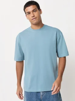 PastelGroen/Blauw/Ecru/leigrijs/Roze - Set van 5 ruimvallende dikke T-shirts