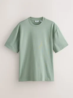PastelGroen/Blauw/Ecru/leigrijs/Roze - Set van 5 ruimvallende dikke T-shirts