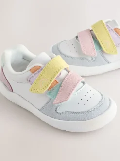 Pastelkleurig - Barefoot leren trainers met klittenbandsluiting