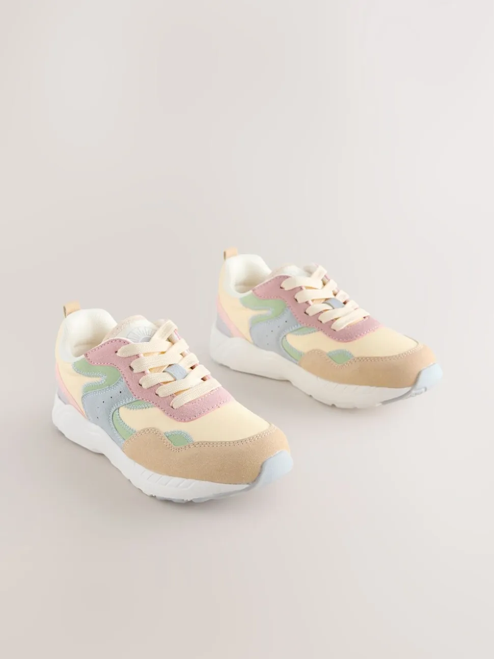 Pastelkleurig - Lace-Up Colourblock Trainers