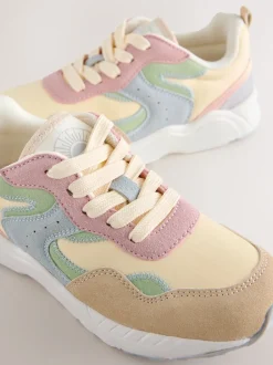 Pastelkleurig - Lace-Up Colourblock Trainers