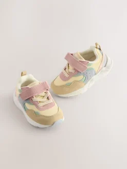 Pastelkleurig - Sneakers met elastische veters en klittenbandsluiting
