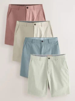 Pastelkleurig - Straight fit - Set van 4 chinoshorts met stretch