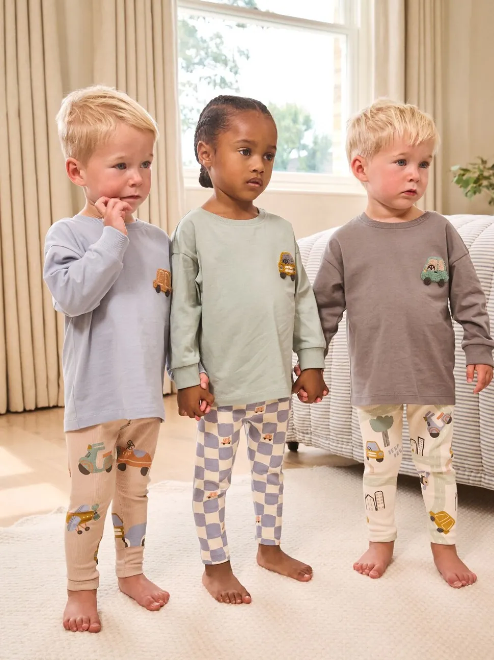 Pastelkleurig - Verpakking van 3 relaxed fit pyjama's (9mnd -8jr)