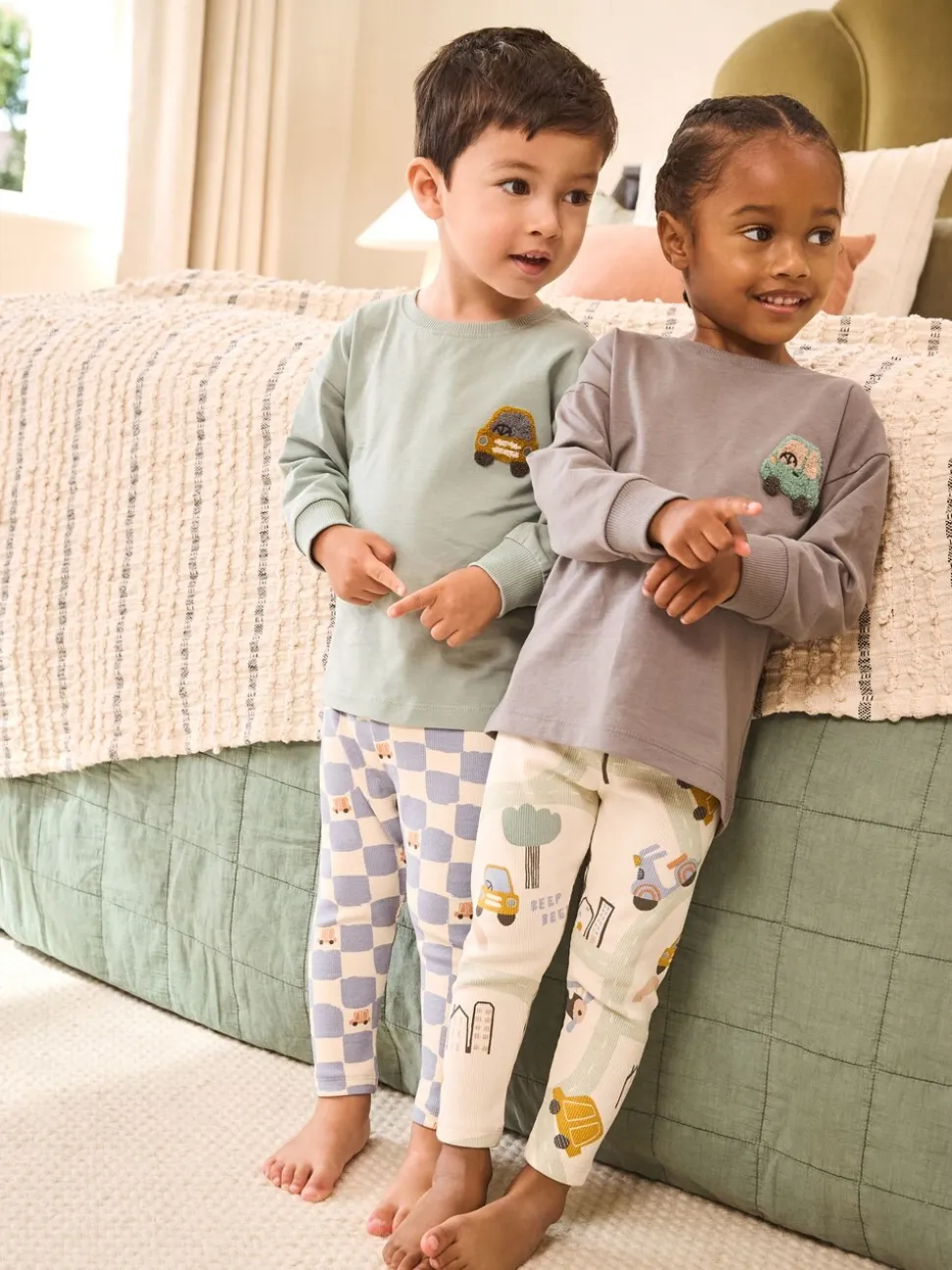 Pastelkleurig - Verpakking van 3 relaxed fit pyjama's (9mnd -8jr)