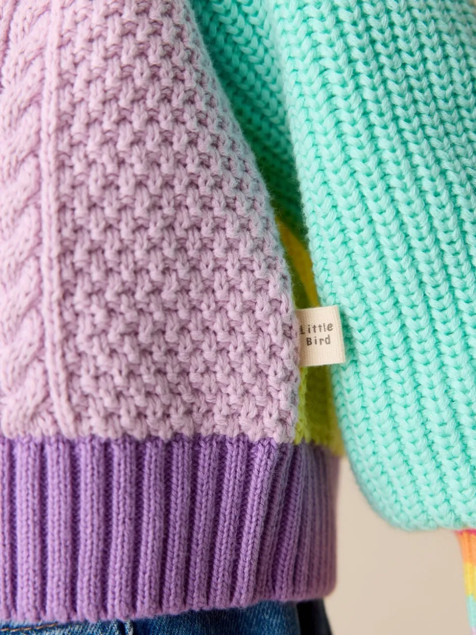 Pastelkleurig met kleurvlakken - Little Bird by Jools Oliver Knitted V-Neck Cardigan