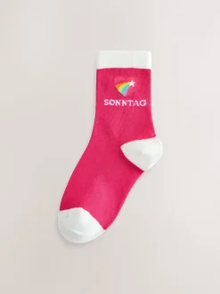 Pastelkleurige regenboogprint - Little Bird by Jools Oliver German Days Of The Week Socks 7 Pack