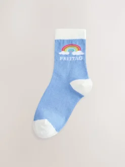 Pastelkleurige regenboogprint - Little Bird by Jools Oliver German Days Of The Week Socks 7 Pack
