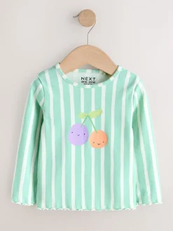 Pastelkleurige regenboogprint - Verpakking van 5 geribde tops met lange mouwen (3mnd-7jr)