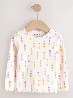 Pastelkleurige regenboogprint - Verpakking van 5 geribde tops met lange mouwen (3mnd-7jr)