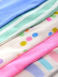 Pastelkleurige regenboogprint - Verpakking van 5 geribde tops met lange mouwen (3mnd-7jr)
