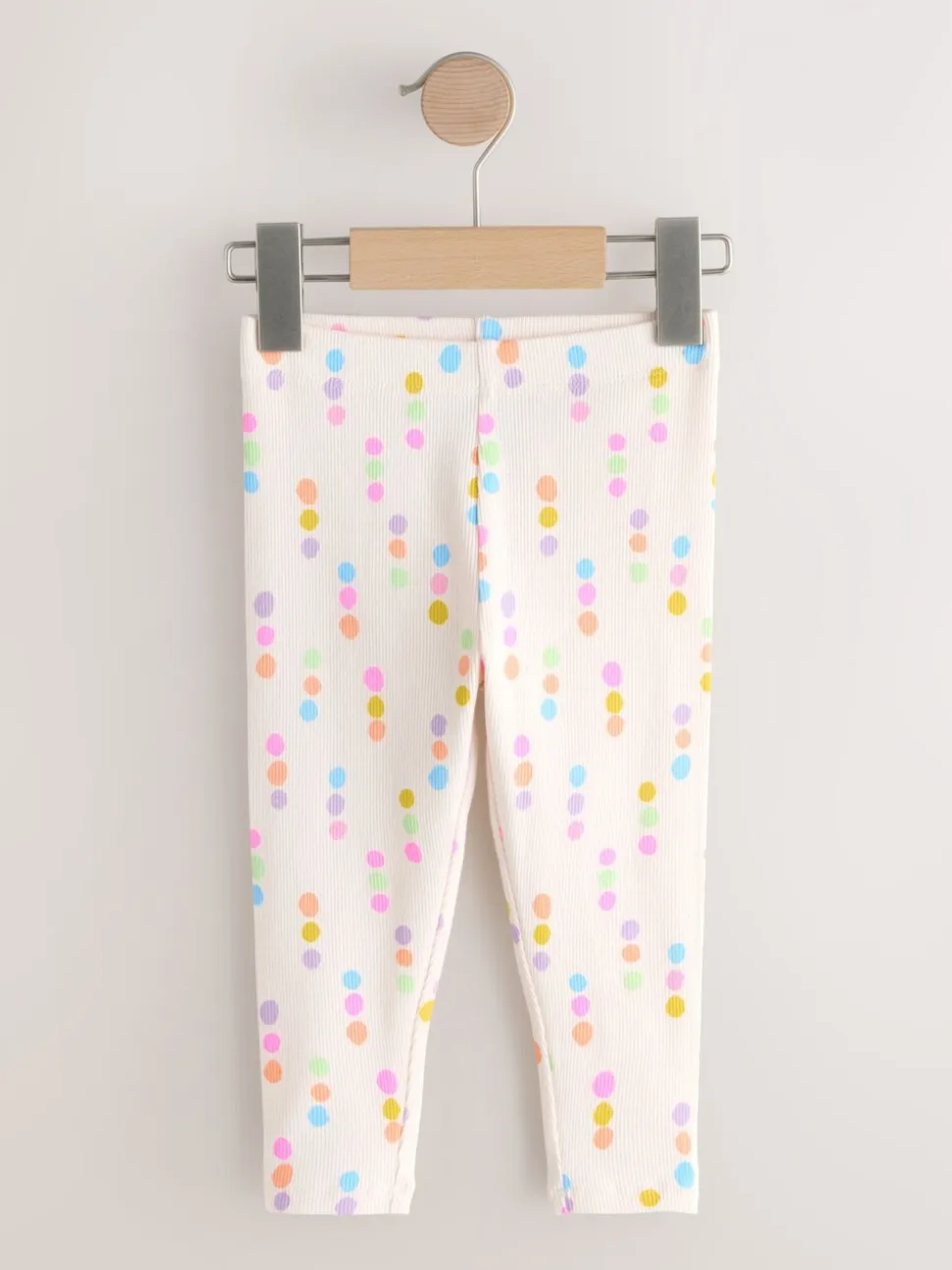 Pastelkleurige regenboogprint - Verpakking van 5 geribbelde Leggings (3mnd -7jr)