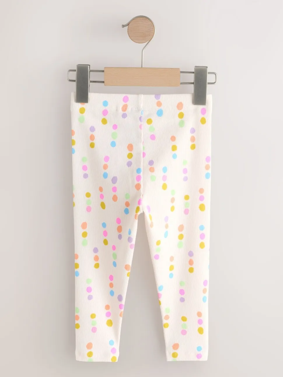 Pastelkleurige regenboogprint - Verpakking van 5 geribbelde Leggings (3mnd -7jr)