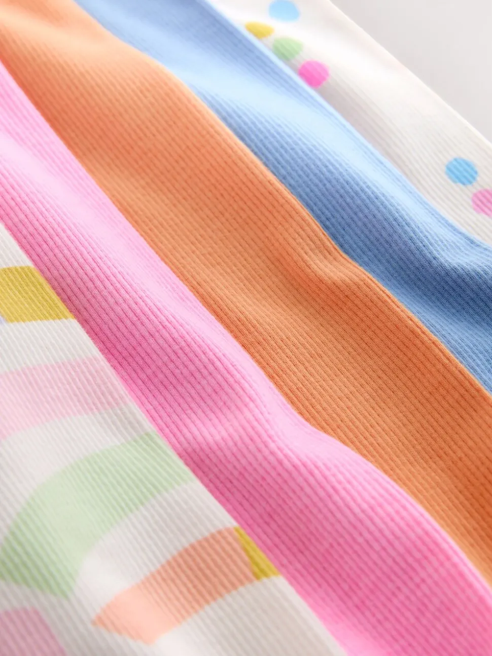 Pastelkleurige regenboogprint - Verpakking van 5 geribbelde Leggings (3mnd -7jr)