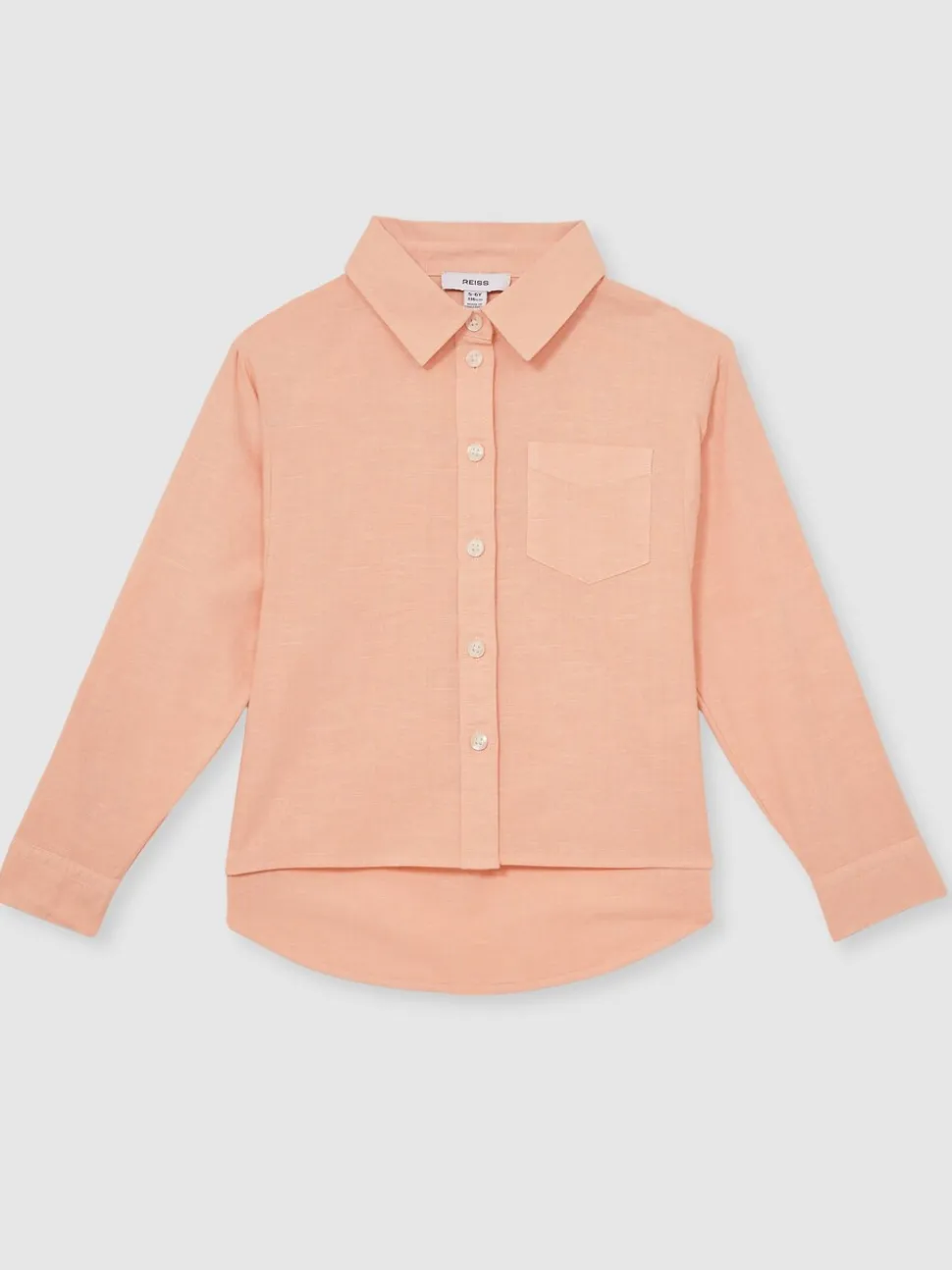 Peach - Reiss Leora Linen Roll-Cuff Shirt