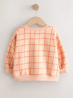 Perzikroze raster - Sweatshirt met ronde hals (3 mnd-7 jr)