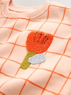 Perzikroze raster - Sweatshirt met ronde hals (3 mnd-7 jr)