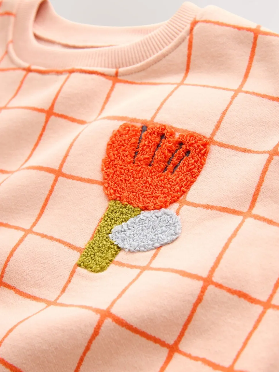 Perzikroze raster - Sweatshirt met ronde hals (3 mnd-7 jr)