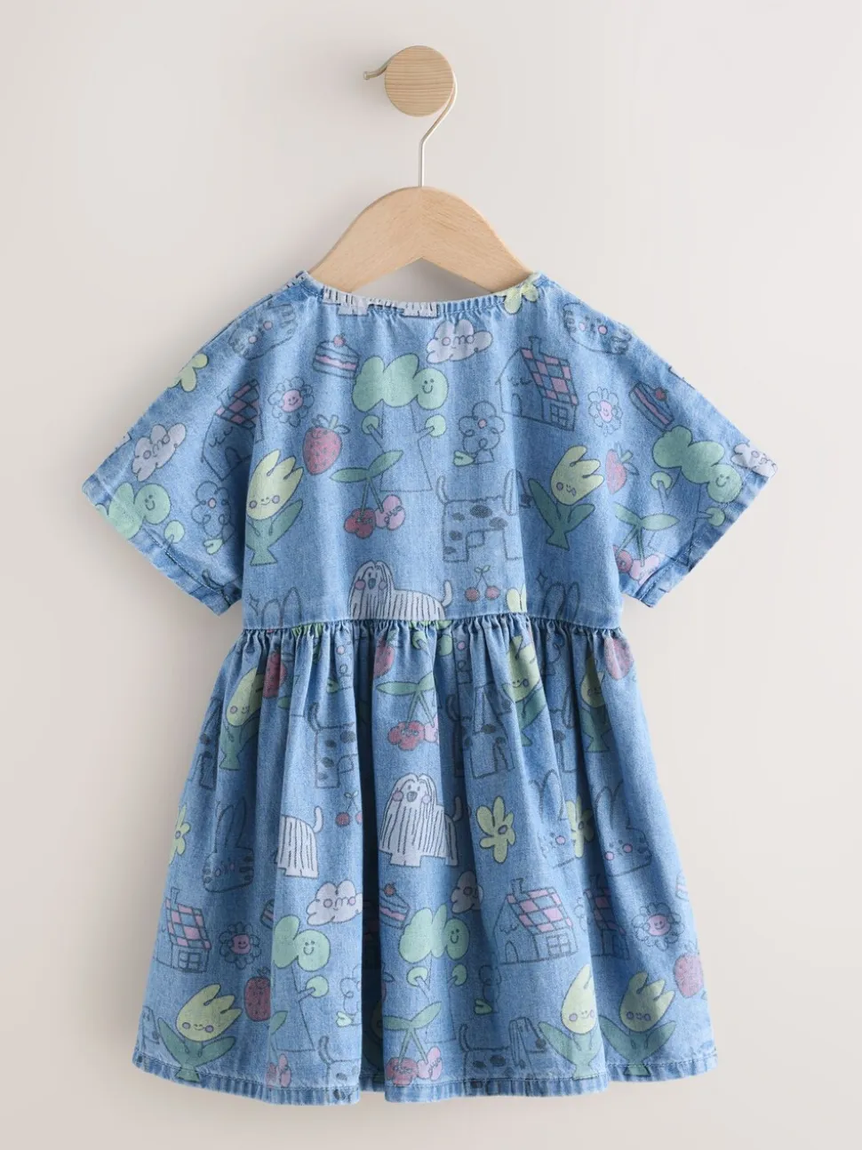 Pet Print Denim - Short Sleeve Dress (3mths-8yrs)