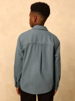 Petroliumblauw - Geborsteld overshirt (3-16jr)