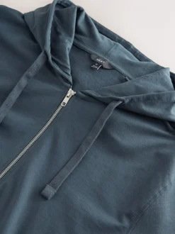 Petroliumblauw - Lichte hoodie met rits
