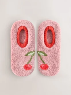 Pink Cherries Print - Cosy Footsie Socks 1 Pack