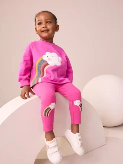Pink Cloud Rainbow - Knee Embellsihed Leggings (3mths-7yrs)