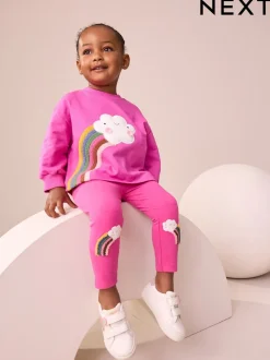Pink Cloud Rainbow - Knee Embellsihed Leggings (3mths-7yrs)
