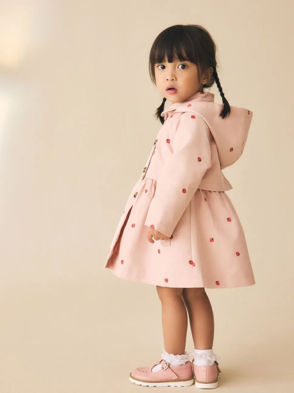 Pink Embroidery - Shower Resistant Button Front Coat (3mths-7yrs)