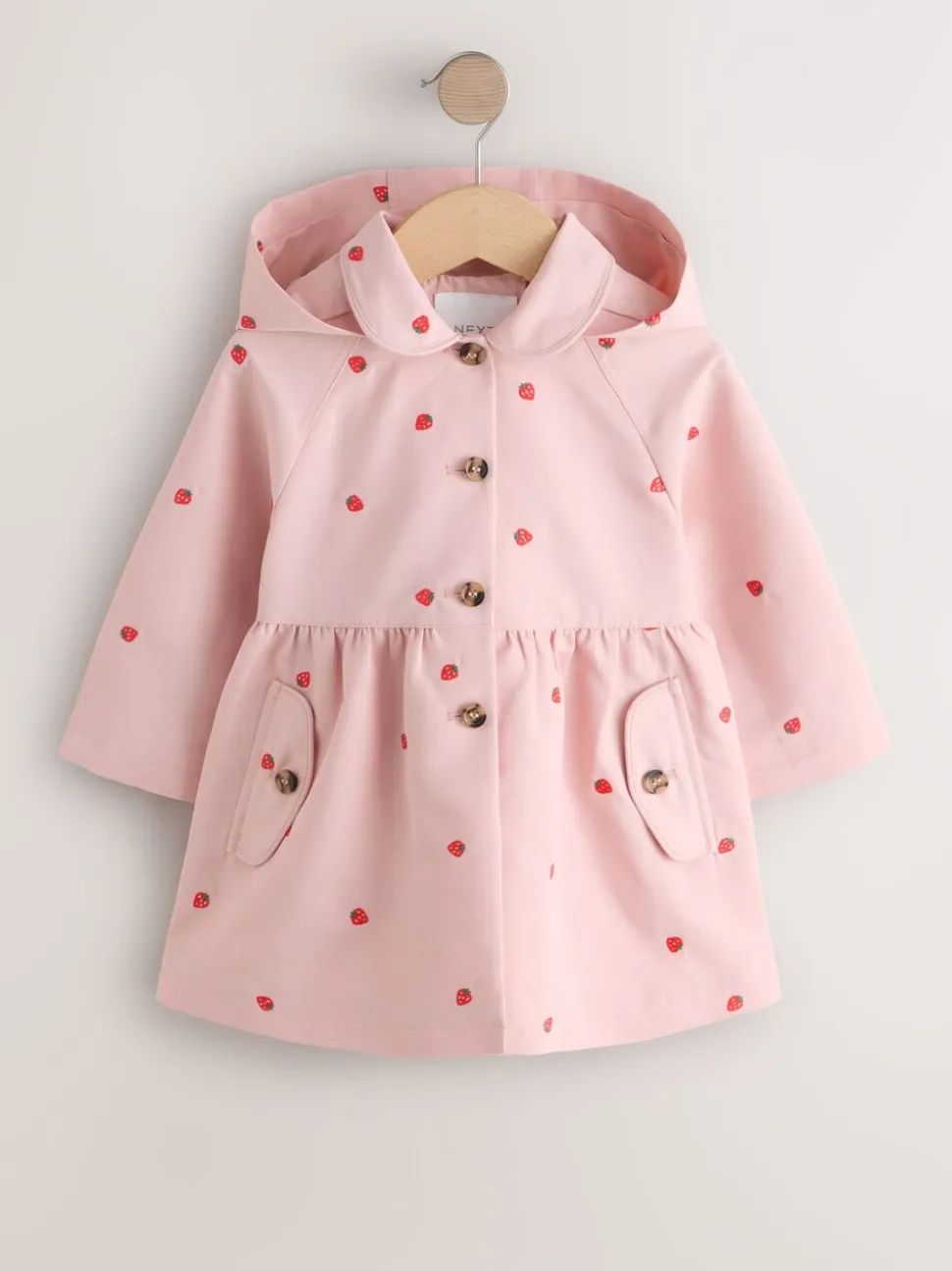 Pink Embroidery - Shower Resistant Button Front Coat (3mths-7yrs)